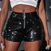 levne Spodní části-Retro 80. léta Lesklá metalíza Kraťasy Hotpants Disko Flitry Pevná barva Dámské Karnevalový kostým Karneval Klub Pride Parade Měsíc hrdosti Dospělé Kraťasy
