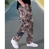 economico Pantaloni cargo-Per uomo Pantaloni Cargo Pantaloni Elastico in vita Coulisse Multi-tasche Semplice Mimetico Indossabile All&#039;aperto Quotidiano Campeggio &amp; Escursionismo Moda Classico Nero Verde militare