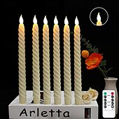 abordables Luces de velas-6 velas electrónicas de 25,5 cm con hilo giratorio para Halloween y Navidad, con varilla larga LED, ideal para interiores y exteriores, para restaurantes, fiestas, bodas, ambientes decorativos, con
