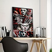 abordables Halloween-Póster de lienzo con diseño de personaje de terror de 1 pieza, sin marco, listo para colgar, tela resistente al agua, estilo clásico con detalles brillantes para baño, dormitorio, oficina, sala de