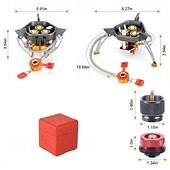 economico Cucina da campeggio-Fornello da campeggio antivento da 12800 W, fornello a gas da campeggio con accensione piezoelettrica, fornello a butano portatile pieghevole a tre bruciatori per esterni, per escursionismo, zaino in