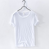 abordables T-shirts en Coton et Lin-Homme T-shirt en coton T-shirt Manches courtes Col ras du cou Été Uni Mode Designer Basique Style Classique Vacances Rue Sortir Blanche Noir Bleu T-shirt haut de gamme pour homme