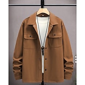 abordables Manteaux &amp; vestes-Homme Veste Légère Chemise Veste Veste Décontractée Chemise Vacances Quotidien Respirant Avec Poches Printemps Automne Uni Mode Classique Revers Régulier Noir bleu marine Kaki Gris Claire Vert