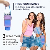 economico Accessori per bicchieri-Borsa porta borraccia per bicchiere Stanley da 40 once con tasca per telefono, porta borraccia in neoprene con tracolla &amp;cinturino portatile accessori Stanley Cup