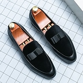 tanie Loafery-męskie mokasyny z czerwonego aksamitu z kokardą – eleganckie, wsuwane buty na przyjęcia, wesela, kolacje i bale maturalne