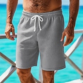 billiga Vardagsshorts-Herr Våffelshorts Shorts Sommarshorts Casual shorts Ficka Elastisk midja Snörning Slät Komfort Andningsfunktion Kort Utomhus Semester Sport Ledigt Vit Rodnande Rosa