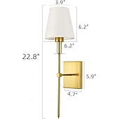 levne Vestavná LED svítidla-Retro zlaté nástěnné noční lampičky, svícny, nástěnné lampy do ložnic s látkovým stínidlem do ložnice, obývacího pokoje, chodby a kuchyně