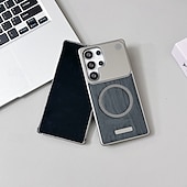 cheap Samsung Cases-Phone Case For Samsung Galaxy S25 Ultra S24 Ultra S23 Ultra Back Cover Magnetic Shockproof Wood Grain PC