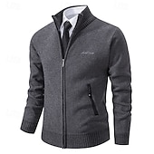 economico Maglioni Cardigan da uomo-Per uomo Felpa Maglione elegante Cardigan Maglione con Zip Maglione a maglia A Coste Maglia Top Regolari Lavorato a maglia A coste Semplice Colletto Mao Moda Scialli Casuale Abbigliamento quotidiano