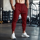preiswerte Sweatpants-Herren Fleecehose Jogginghose Jogginghose Jogger Hose Kordelzug Einfach Komfort Weich Volle Länge Outdoor Täglich Ausgehen Urlaub Mode Schwarz Rote Dehnbar