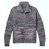 economico Maglioni Cardigan da uomo-Per uomo Felpa Cardigan A Coste Maglia Top Regolari Lavorato a maglia Semplice Colletto ripiegato Vacanza Moda Casuale Abbigliamento quotidiano Abbigliamento Primavera &amp; Autunno Nero Rosso M L XL