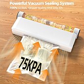 cheap Kitchen Utensils &amp; Gadgets-Food Storage Vacuum Sealer Machine, 75KPA Strong Suction, Dry/Wet Modes, 20 Vacuum Seal Bags for Food, Digital Countdown Timer, Compact Lightweight, Ideal for Home Kitchen Use