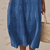 preiswerte Druck Blumen Kleider-Damen Midikleid Freizeitkleid Sommerkleid Mode Modern Täglich Strand Wochenende Normale Passform Einfach Ärmellos Rundhalsausschnitt Blau Herbst
