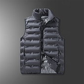 cheap Vests-Men&#039;s Hiking Vest Winter Vest Puffer Vest Sleeveless Vest Outdoor Thermal Warm Winter Zipper Polyester Black Khaki Dark Blue Hunting Fishing Climbing