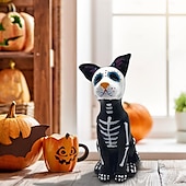 levne Halloween-Socha psa na Den mrtvých, halloweenské cukrové lebky, socha zvířat z pryskyřice, ozdoba