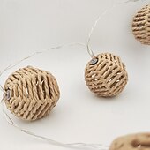 cheap Outdoor Lighting-Rattan Wire Ball Style Decorative Lantern String Lights - 10 Lights Globe Rattan Wicker Ball String Lights Indoor Outdoor Patio String Light for Home Pergola Porch Party Backyard