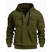 voordelige basic hoodies voor heren-Voor heren Trui met capuchon Hoodie met kwartrits Zwart Wit Wijn Leger Groen Rood Capuchon Effen Zak Kwart ritssluiting Sport &amp; Outdoor Dagelijks Feestdagen Polyester Streetwear Basic Casual Lente