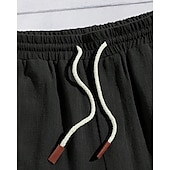 お買い得  クラシック-男性用 ショーツ リネンショーツ サマーショーツ ビーチショーツ ポケット 弾性ウエスト ドローストリング 平織り 履き心地よい 高通気性 ショート バケーション 祝日 ビーチ ハワイアン ボヘミアン ブラック ネイビーブルー