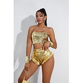 preiswerte Unterteile-Retro Vintage 1980er Glänzend Metallisch Shorts Hotpants Disco Einfarbig Kostüm Damen Karnevalskostüm Karneval Club Pride Parade Pride-Monat Erwachsene Shorts