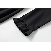preiswerte Ausgefallene Kleider-Damen Midikleid Boho-Kleid Druckkleid Westernkleid Mode Outdoor Urlaub Wochenende Normale Passform Einfach Langarm V Ausschnitt Schwarz Sommer