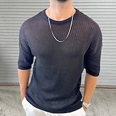 economico maglione pullover da uomo-Per uomo Maglione Maglione a maglia A Coste Maglia Top Regolari Lavorato a maglia Semplice Girocollo Moda Essenziale Vacanza Abbigliamento quotidiano Abbigliamento Estate Nero Bianco M L XL