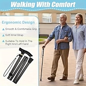 billiga Campingutrustning-justerbar höjd vandringsstav 1-pack hopfällbar käpp lätt aluminiumlegering kombinationslås resevandringshjälpmedel för män kvinnor äldre - bärbar&amp;amp;hopfällbar (svart)