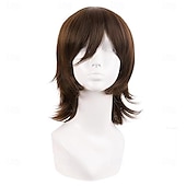 abordables Perruques de fête-Perruque synthétique courte de 14 pouces/35 cm avec queue de loup et frange latérale pour cosplay