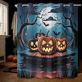 levne Halloween koupel-Halloweenský sprchový závěs s háčky, polyesterový, pratelný, voděodolný, vzorovaný, koupelnová vana, dekorace
