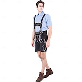 tanie Mężczyźni-Oktoberfest Lederhosen Koszula alpejski kapelusz bawarski Niemiecki Łąki Męskie Karnawał Impreza Festiwal Piwa Tkanina w stylu tradycyjnym Bluzka Szorty Stroje