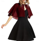 cheap Cape-Women's Wrap Elegant Sun Protection Short Sleeve Chiffon Wedding Wraps With Pure Color For Wedding Summer