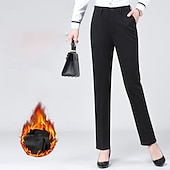 preiswerte Anzughosen für Damen-Damen Anzughose Streetwear Lässig Volle Länge Natürliche Taille Einfach Tasche Elastischer Bund Bequem Straße Ferien Wochenende Schwarz Dunkelmarine Winter Normale Passform