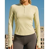 economico Felpa &amp; Sweatshirt-Per donna Maglietta da ginnastica Camicie a maniche lunghe Cerniera a un quarto Manica Lunga Top Athleisure Autunno Morbido Abbigliamento leggero Traspirante All&#039;aperto Corsa Yoga abbigliamento