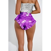 preiswerte Unterteile-Retro Vintage 1980er Glänzend Metallisch Shorts Hotpants Disco Einfarbig Kostüm Damen Karnevalskostüm Karneval Club Pride Parade Pride-Monat Erwachsene Shorts