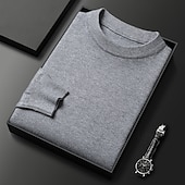 abordables Pull col rond-Homme Pull Pull Tricoté Côtelé Tricoter Hauts Réguliers Tricoté Uni Col ras du cou Mode Basique Vacances Tenue quotidienne Vêtement Tenue Automne Hiver Chameau Vin S M L