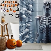 levne Halloween koupel-Halloweenský sprchový závěs s háčky, polyesterový, pratelný, voděodolný, vzorovaný, koupelnová vana, dekorace