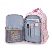 economico Zaini per Bambini e Adolescenti-Zaino scolastico stampato per bambine con ciondolo a forma di cuore con cerniera, zaino multitasche leggero e impermeabile per studenti delle scuole elementari e medie, disponibile in rosa, viola, blu e beige
