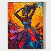 preiswerte Gemälde mit Menschen-handgemachtes abstraktes Figurengemälde einer Tänzerin, kräftiger Rhythmus, strukturiertes Porträt einer tanzenden Ölmalerei, Muse-Leinwandgemälde, Porträt-Ölgemälde, Pattle Knife-Figurenmalerei