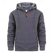 abordables sweats à capuche basiques pour hommes-Homme Sweat à capuche Sweat à capuche quart zippé Noir bleu marine Kaki Gris Clair Gris foncé À capuche Uni Patchwork Poche Avant Quart de zip Sport &amp; Loisir Occasionnel Quotidien Streetwear Frais