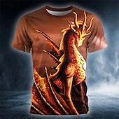 baratos Camisetas com estampa animal-Camiseta masculina de Halloween com estampa 3D de dragão Sarah Richter, camiseta de manga curta com gola redonda, designer exagerado, artística, casual de rua, diária, amarela, vermelha, marrom,