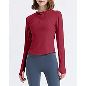 economico Felpa &amp; Sweatshirt-Per donna Maglietta da ginnastica Camicie a maniche lunghe Cerniera a un quarto Manica Lunga Top Athleisure Autunno Morbido Abbigliamento leggero Traspirante All&#039;aperto Corsa Yoga abbigliamento