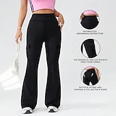 זול חותלות וגרביונים ליוגה-בגדי ריקוד נשים טייץ שלושת רבעי חותלות יוגה כיס בקרת בטן מותניים גבוהים חדר כושר ריקוד אתלטיקה תחתיות צבע אחיד שחור סתיו ספורט לבוש אקטיבי גזרה צמודה