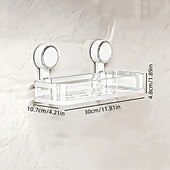 economico Rack di archiviazione-mensola da bagno con ventosa montata a parete, mensola impermeabile per cosmetici con drenaggio, perfetta per il bagno &amp;organizzazione della cucina