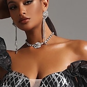abordables Parures de Bijoux-un parure de bijoux de mariée 2 Diamant Imitation 1 Collier Boucles d&#039;oreilles Femmes Élégant Mode Luxe Adorable Superposé Amour Précieux Parure de Bijoux Pour Mariage Tenue de soirée Cadeau