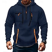 abordables sweats à capuche basiques pour hommes-Homme Sweat à capuche Sweat à capuche quart zippé Sweat à capuche tactique Noir Vert Véronèse bleu marine Kaki Gris Clair À capuche Uni Avec Poches Sport &amp; Loisir Occasionnel Quotidien Streetwear