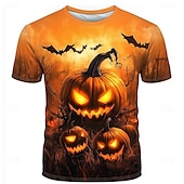economico Magliette di Halloween-Halloween Per uomo Illusione ottica Zucca 3D Maglietta Manica Corta maglietta Stampa 3D Girocollo Camicia Moda Esagerato Quotidiano Feste Streetwear Casuale Arancione Arancione 2 Estate Primavera