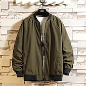 preiswerte Lässige Jacken-Herren Leichte Jacke Freizeitjacke Urlaub Täglich Atmungsaktiv Tasche Frühling Herbst Farbblock Mode Klassisch Stehkragen Regulär Aprikose Schwarz Gelb Grün Armeegrün Jacken