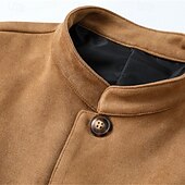 preiswerte Faux-Suede-Jacken-Herren Imitat-Lederjacke Urlaub Täglich Winddicht Warm Tasche Herbst Winter Einfach Mode Klassisch Stehkragen Regulär Hellkaki Schwarz Blau Khaki Armeegrün Jacken