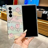 Недорогие Чехлы для Samsung-телефон Кейс для Назначение SSamsung Galaxy Z-образный сгиб 7 Z-сгиб 6 Z Fold 5 Z Fold 4 Z Fold 3 Кейс на заднюю панель со стендом Магнитный с ремешком на запястье Цветочный Цветочный