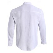 preiswerte Herrenhemd zum Knöpfen-Herren Hemd Sommerhemd Freizeithemd Strandhemd Knopfhemd Schwarz Weiß Hellgrau Leicht Blau Langarm Einfach Stehkragen Urlaub Hawaiianisch Bekleidung Polyester Mode Lässig Bequem