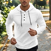 economico felpe con cappuccio da uomo di base-Per uomo Felpa con cappuccio abbottonata Nero Bianco Cachi Grigio Azzurro Con Cappuccio Semplice Zip a un quarto Sport &amp; Outdoor Casuale Quotidiano Streetwear Cool Abbigliamento Sportivo Primavera